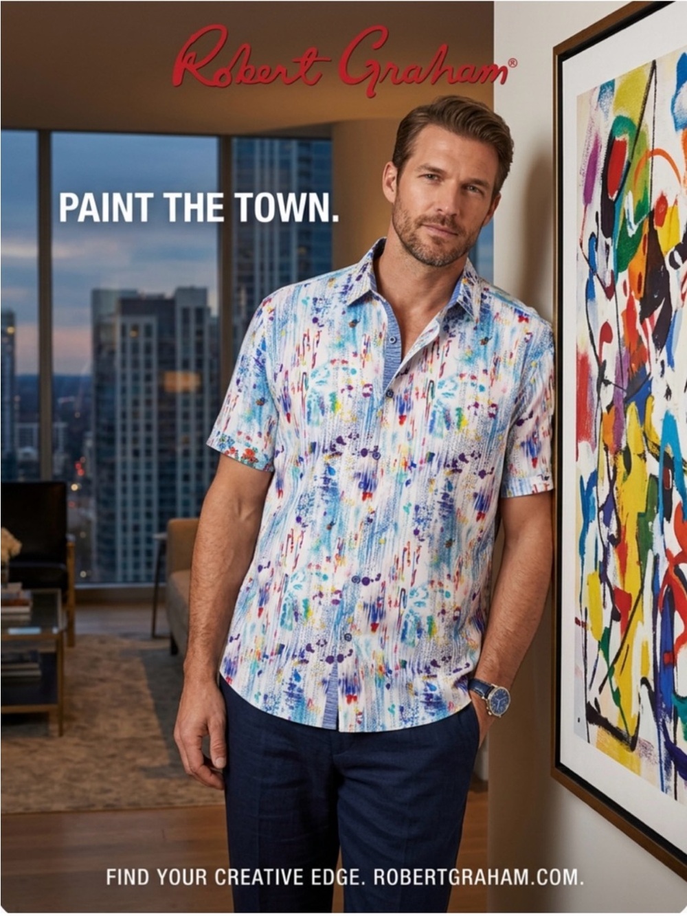 Like New ~ Robert Graham Men’s Multicolor Short-Sleeve Button-Up Shirt ~Size XXL